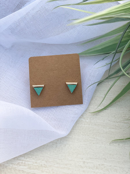 Teal Triangle Studs